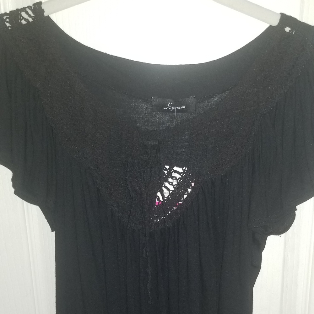 Black Top with flutter sleeves